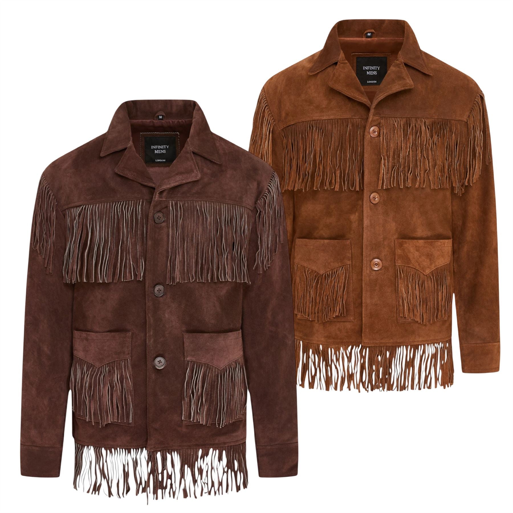 Men's Retro Cowboy Suede Leather Fringe Jacket - Western - Image 2