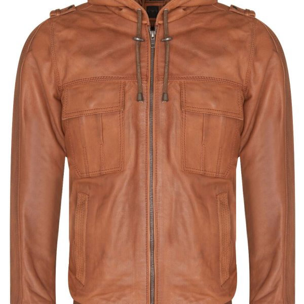 Mens Leather Hooded Varsity Jacket - Cullompton