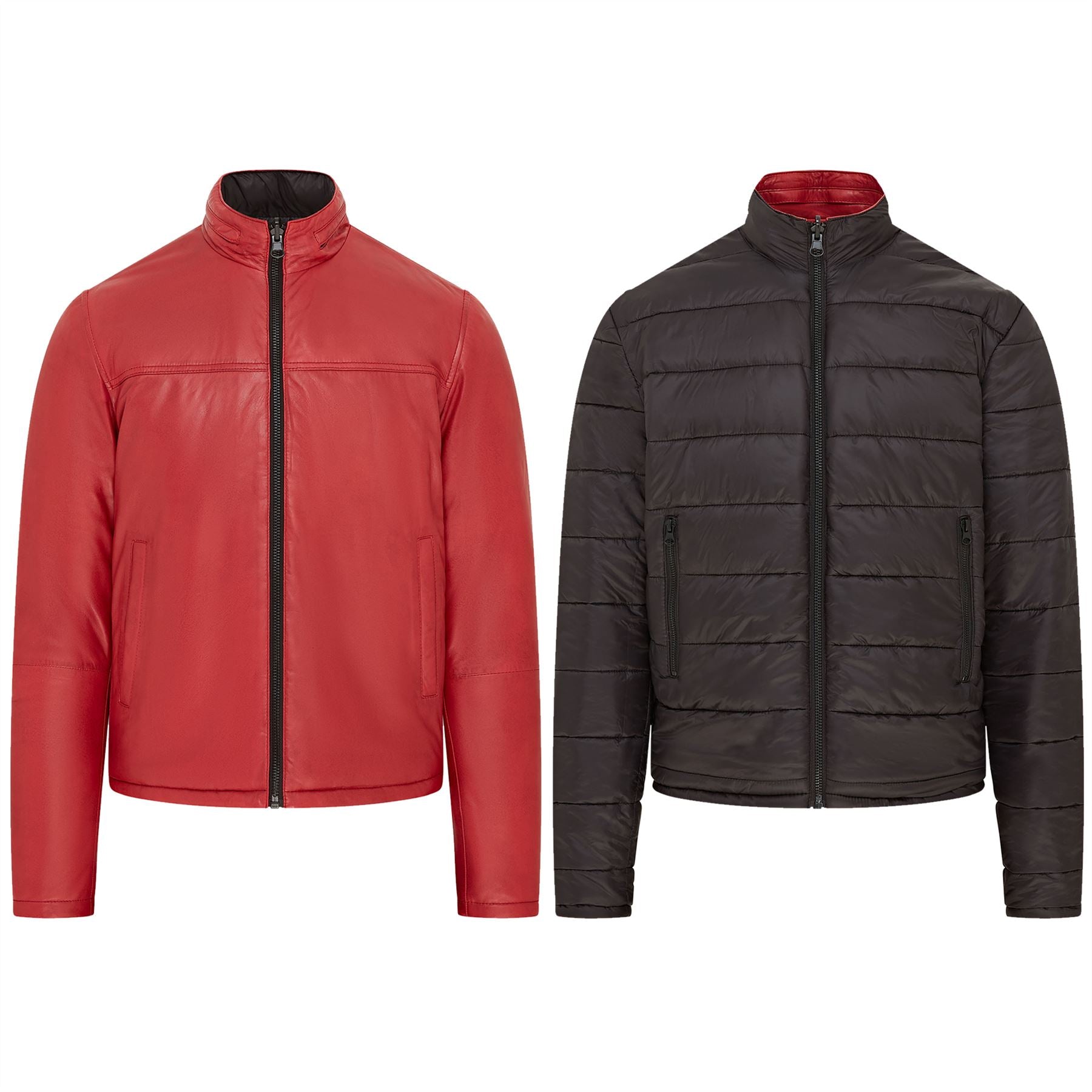 Mens Hooded Reversible Bomber Leather Jacket - Raufoss - Image 24