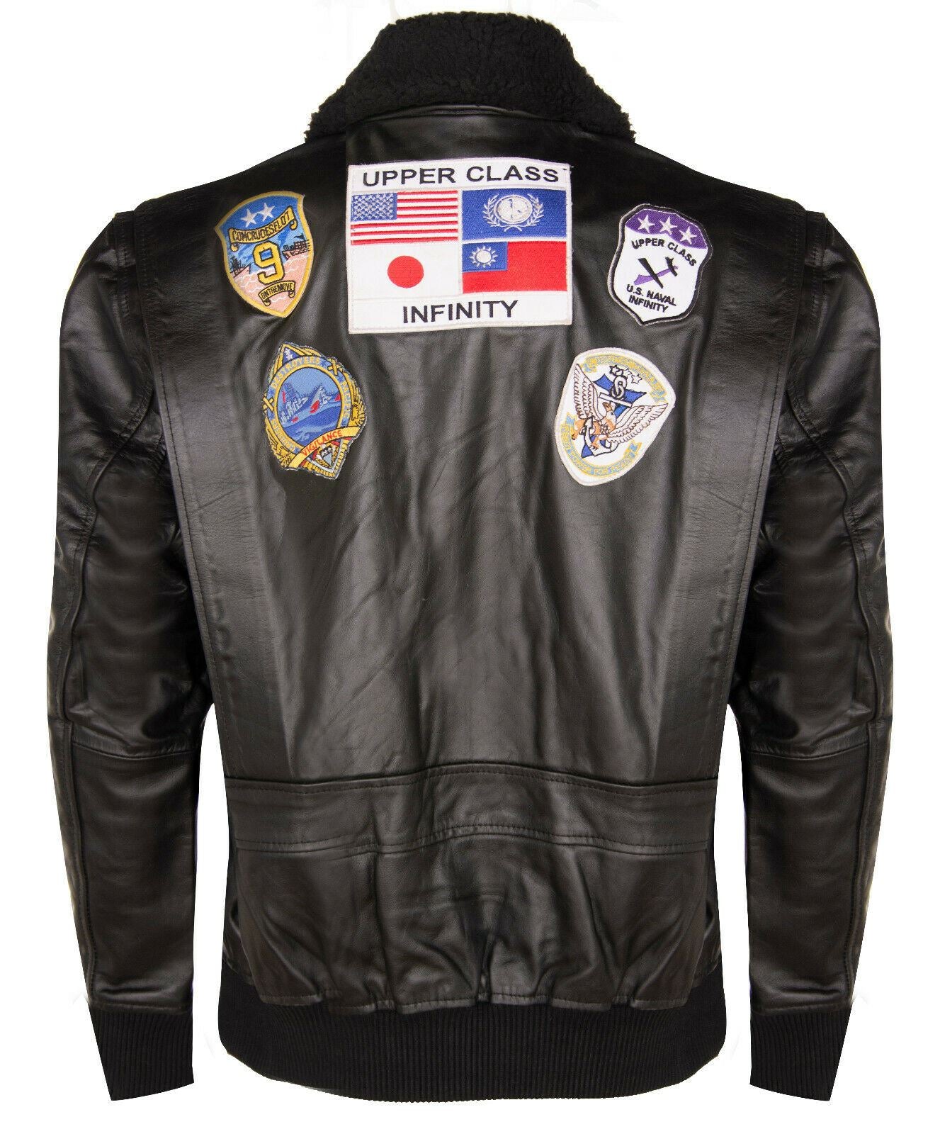 Mens A2 Top Gun Leather Bomber Jacket-Camborne - Image 11