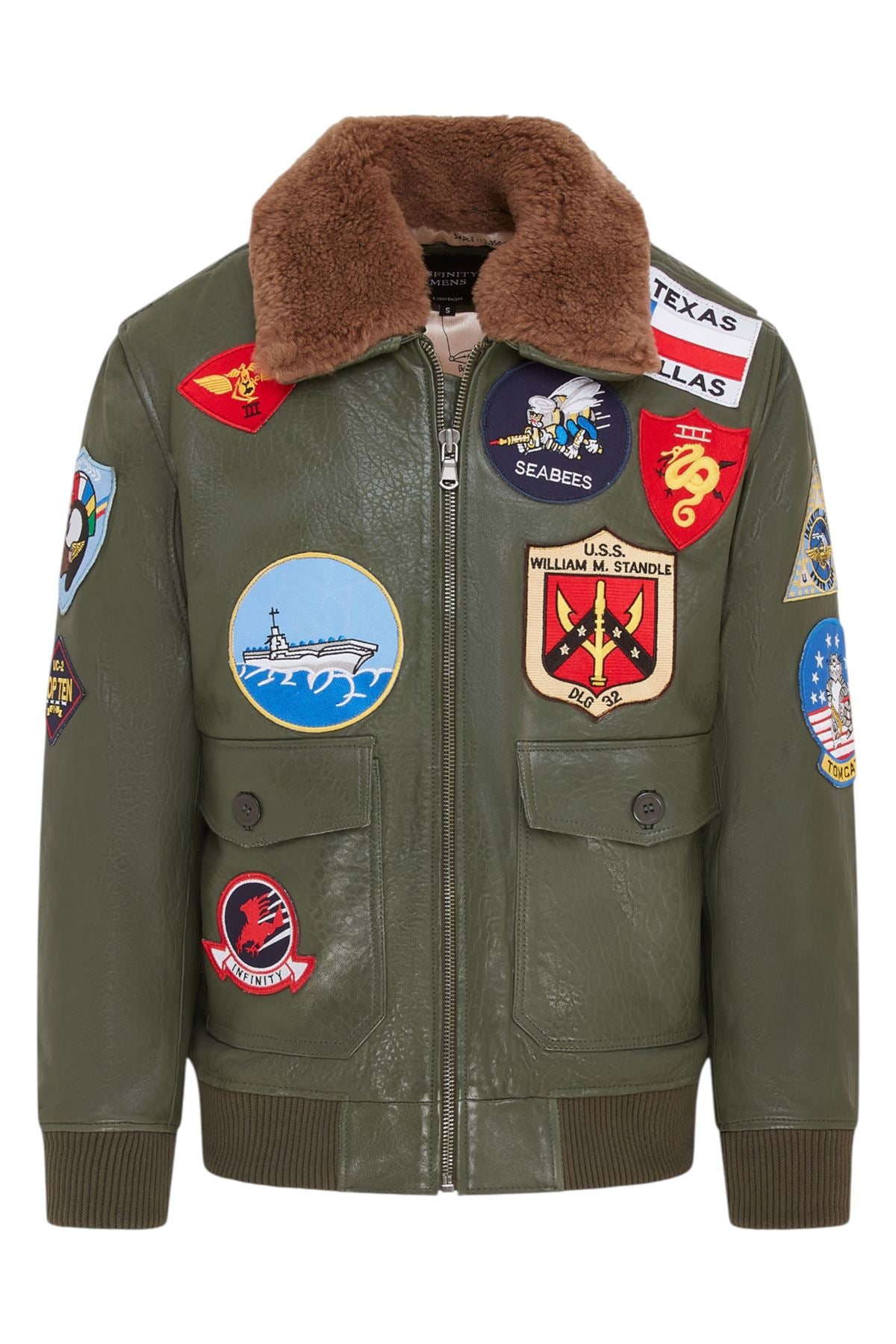 Mens A2 Top Gun Leather Bomber Jacket-Camborne - Image 18