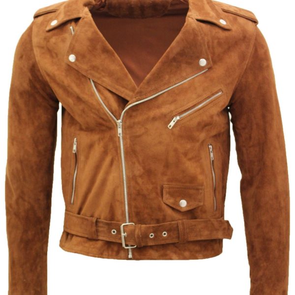 Mens Suede Leather Brando Biker Jacket-Stratford