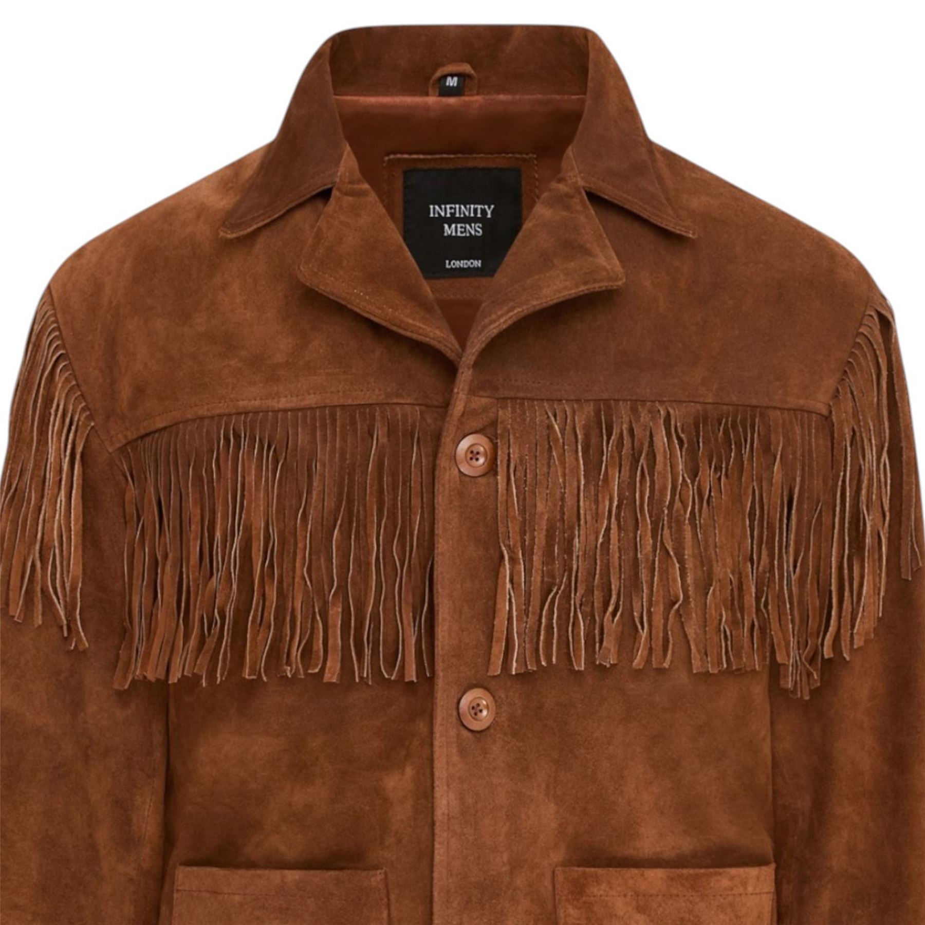 Men's Retro Cowboy Suede Leather Fringe Jacket - Western - Image 7