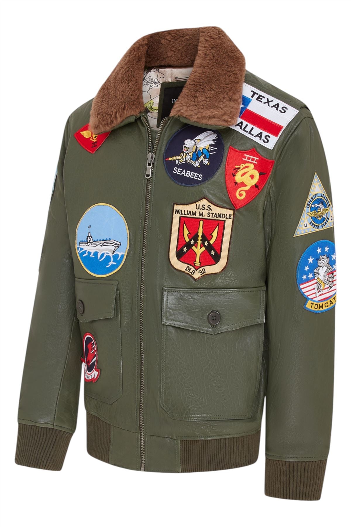 Mens A2 Top Gun Leather Bomber Jacket-Camborne - Image 20