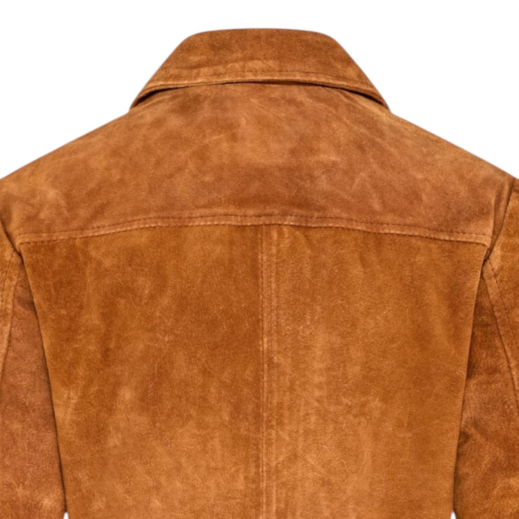Womenâs Tan Suede Leather Bomber Blouson Jacket - Varsity - Image 6