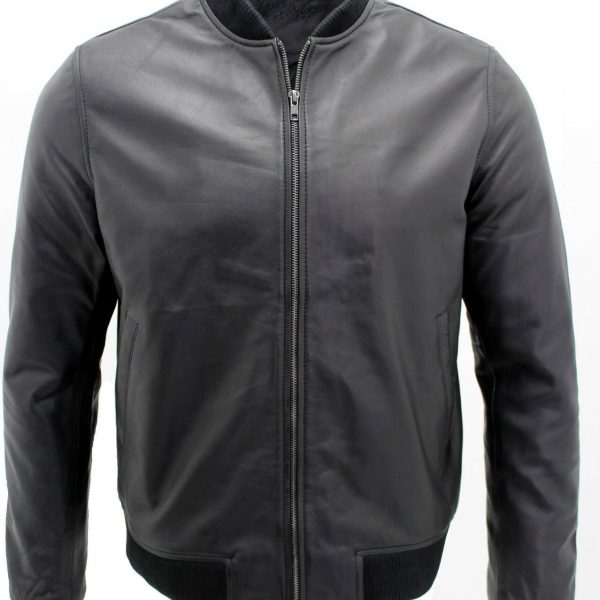 Mens Varsity Leather Bomber Jacket-Camelford