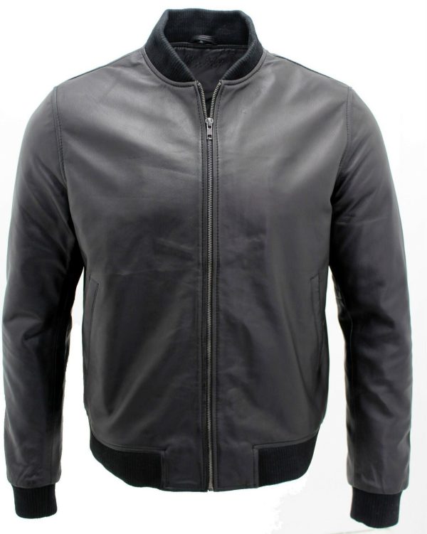Mens Varsity Leather Bomber Jacket-Camelford