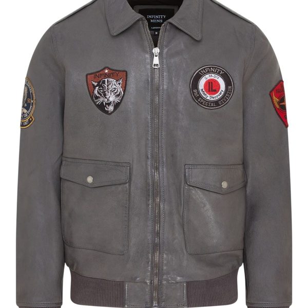 Menâs Leather Bomber G-1 Aviator Collar Jacket  - Maverick