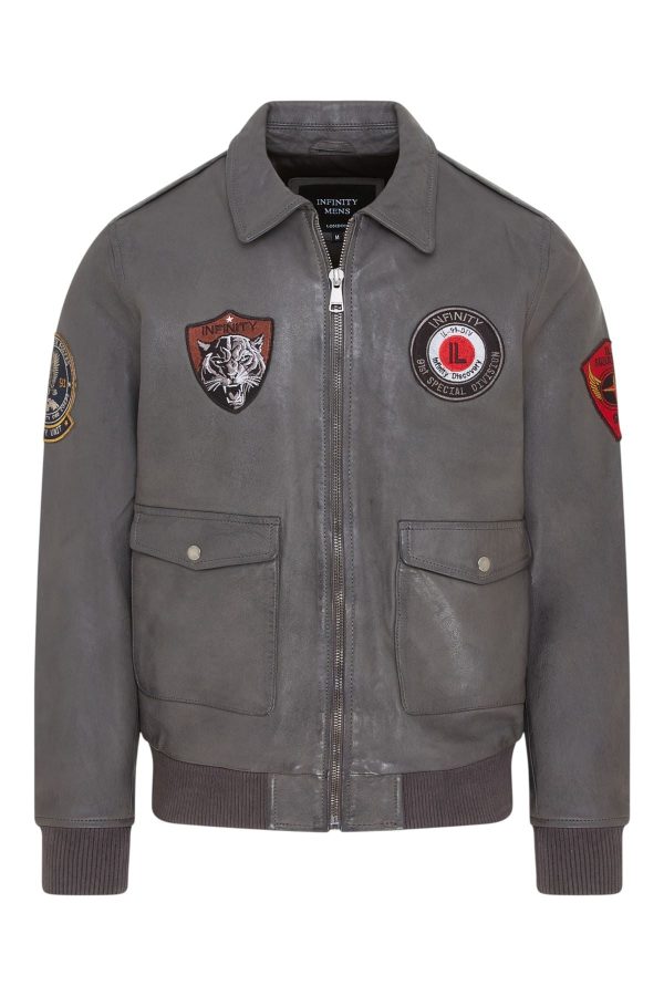 Men's Leather Bomber G-1 Aviator Collar Jacket - Maverick