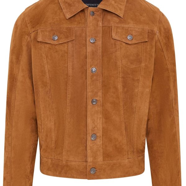 Mens Goat Suede Leather Jeans Jacket- Nurmes