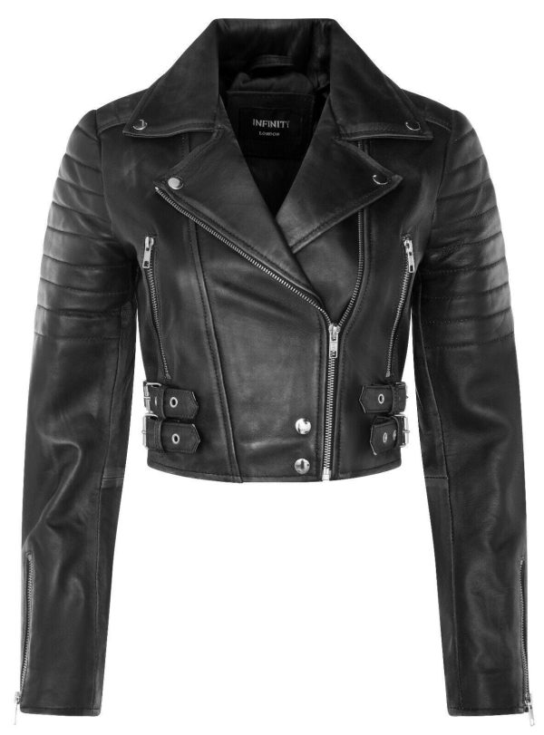 Womens Brando Cropped Leather Jacket-Longtown