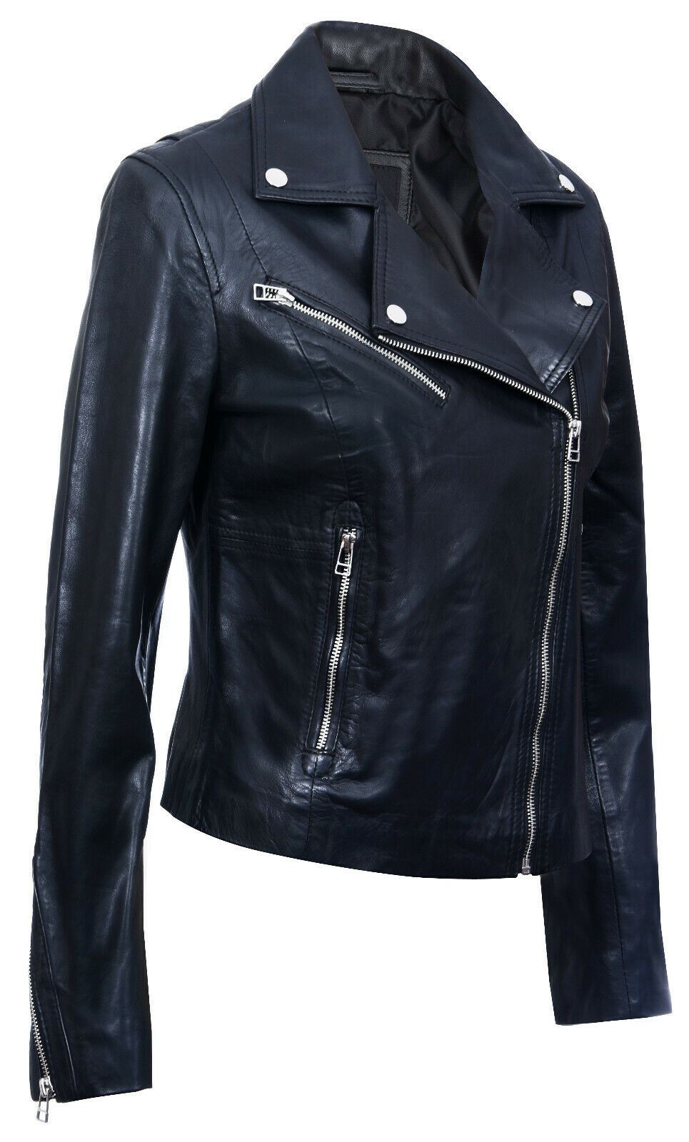 Womens Smart Leather Biker Jacket-Matlock - Image 2