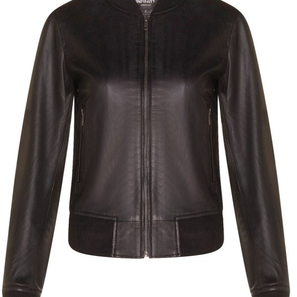 Womens Classic MA-1 Leather Bomber Jacket-Newcastle