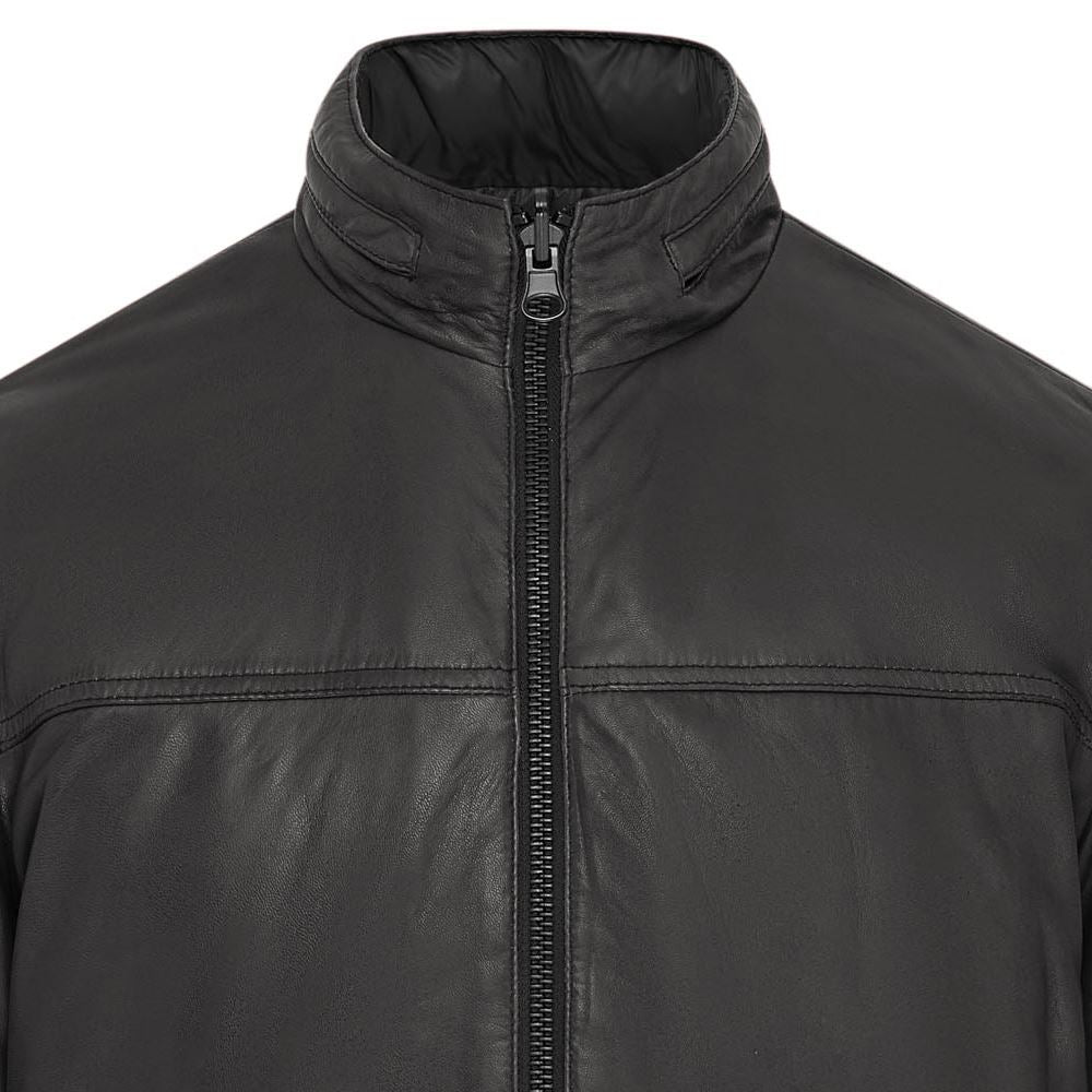 Mens Hooded Reversible Bomber Leather Jacket - Raufoss - Image 16