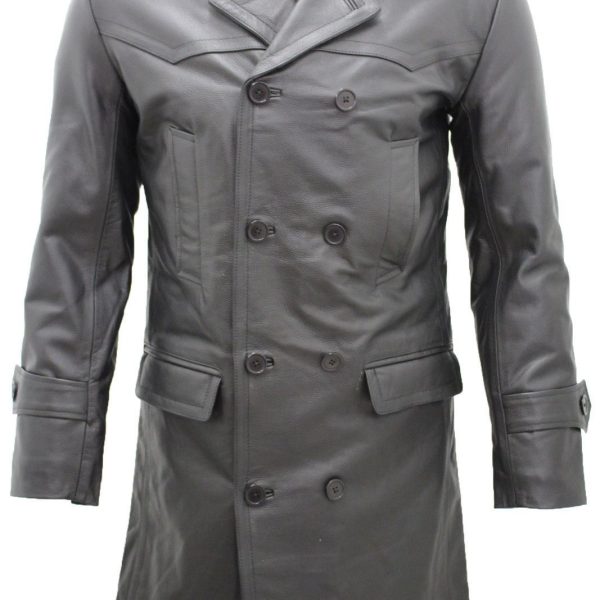 Mens 3/4-Length Cowhide Leather Peacoat-Edmonton