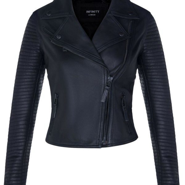 Womens Matt Brando Leather Biker Jacket-Longridge