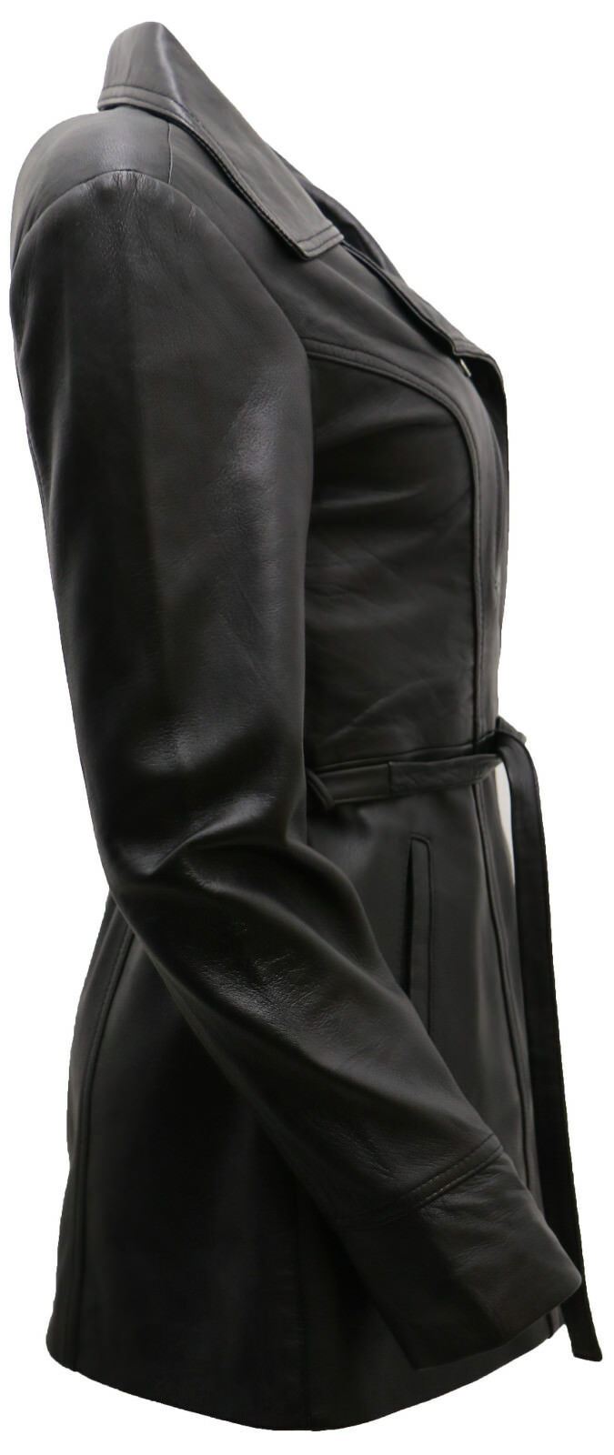 Womens Md Length Leather Biker Jacket-Okehampton - Image 10