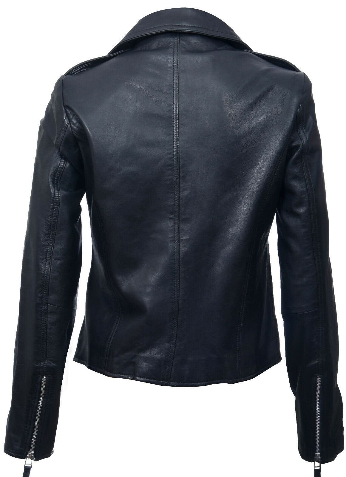 Womens Smart Leather Biker Jacket-Matlock - Image 3
