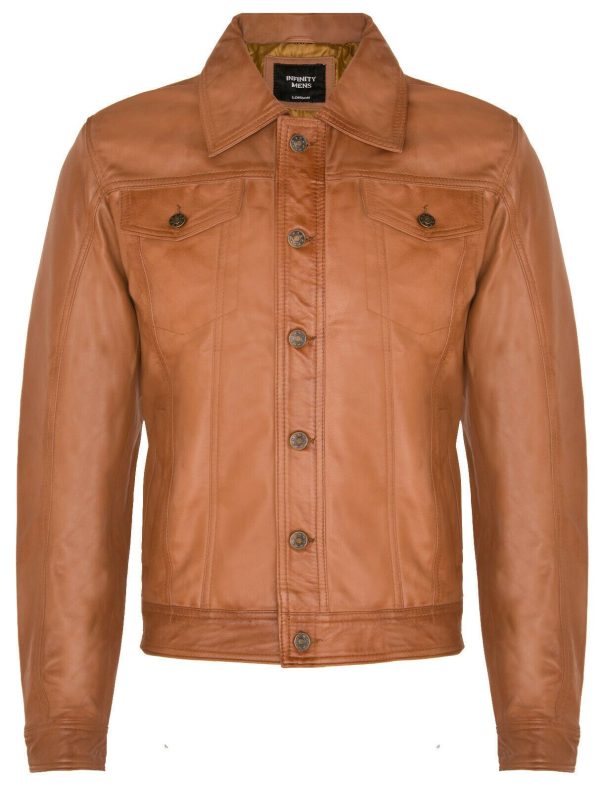 Mens Leather Trucker Jacket-Dartford