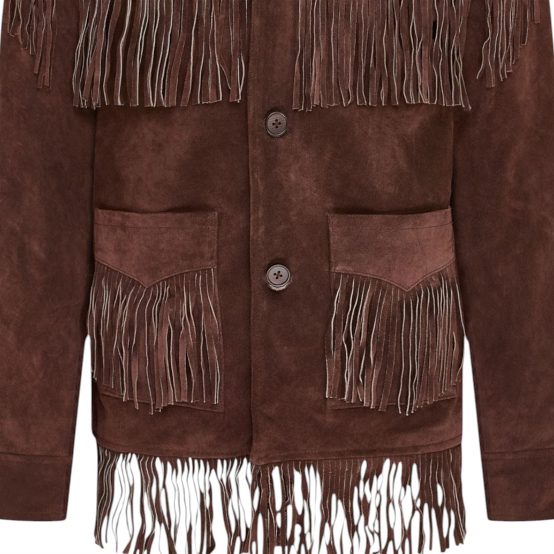 Men's Retro Cowboy Suede Leather Fringe Jacket - Western - Image 15