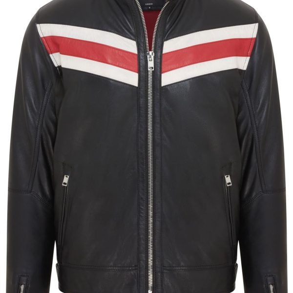Mens Black CafÃ© Racer Biker Leather Jacket - Aniak