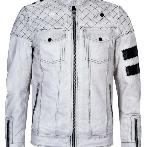 Mens Vintage Quilted Leather Biker Jacket-Southwell