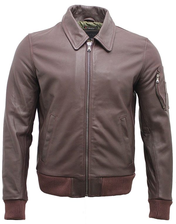 Mens Cowhide A2 Leather Bomber Jacket-Chingford