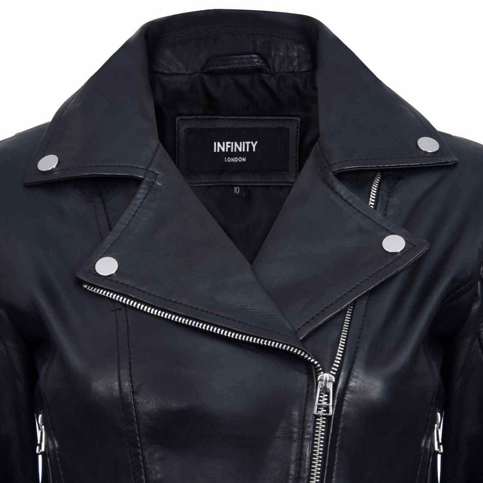 Womens Vintage Leather Biker Jacket-Luton - Image 8