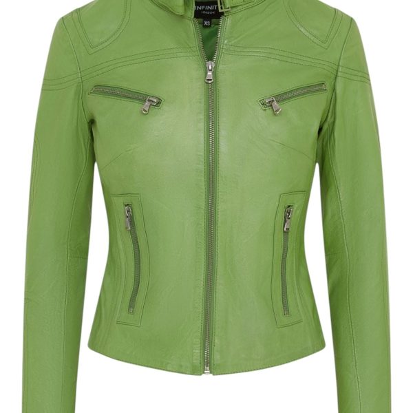 Womens Slim-Fit Leather Biker Jacket-Maldon
