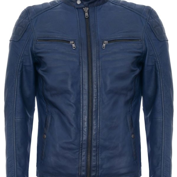 Mens Leather Jacket Vintage Quilted Retro Racing Zipped Biker - Bratislava