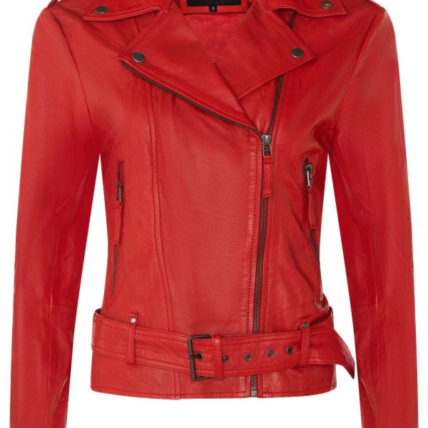 Womens Vintage Leather Biker Jacket-Malton