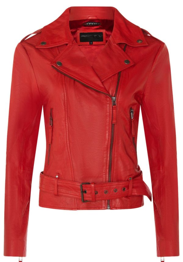 Womens Vintage Leather Biker Jacket-Malton