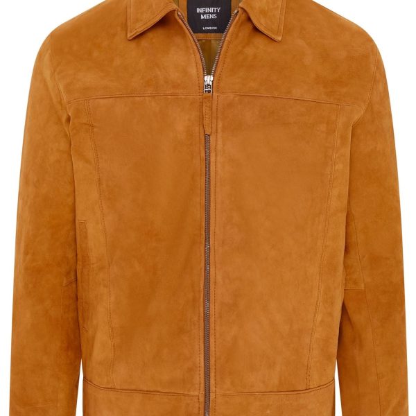 Mens Retro Classic Suede Leather Harrington Biker Jacket - Bryne