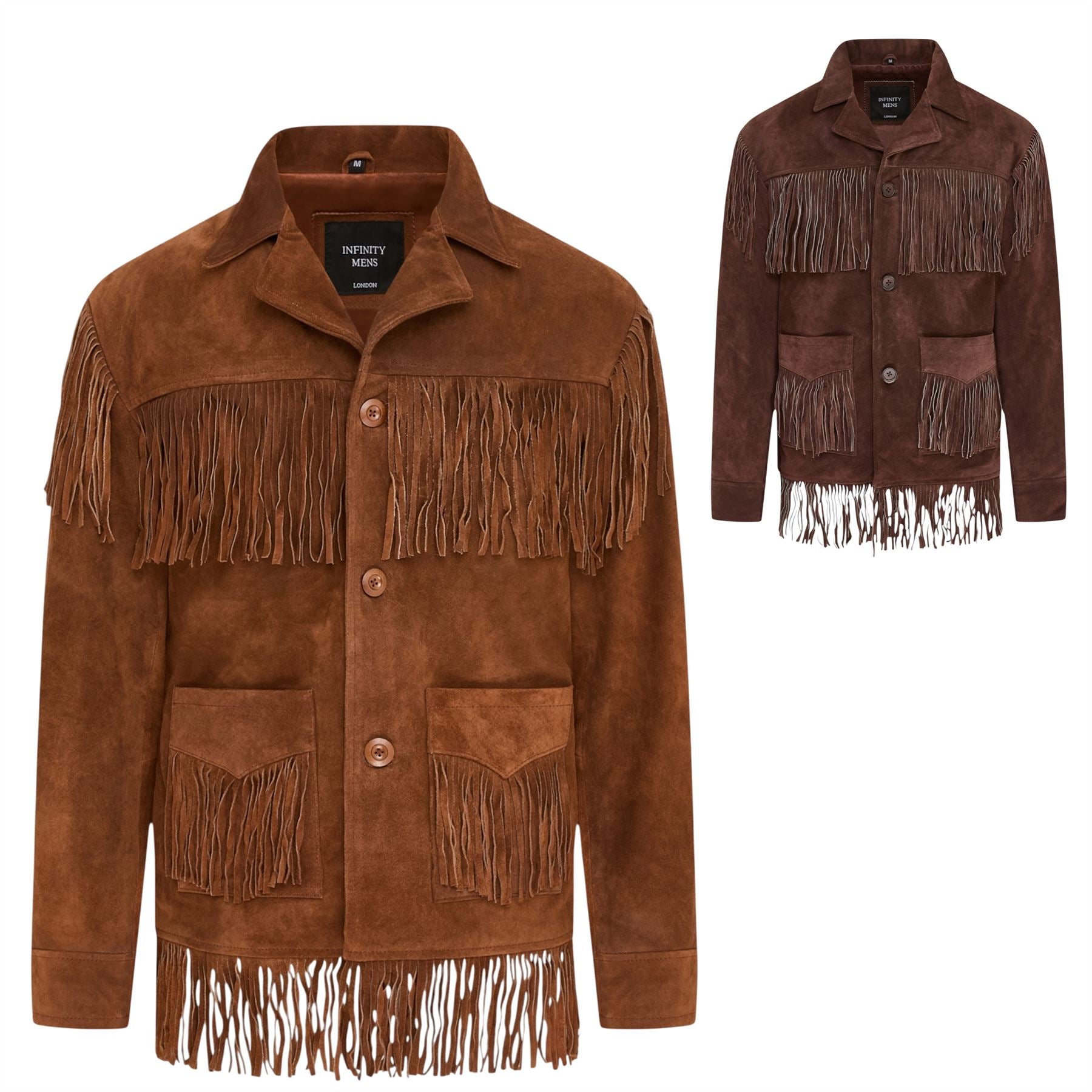 Men's Retro Cowboy Suede Leather Fringe Jacket - Western