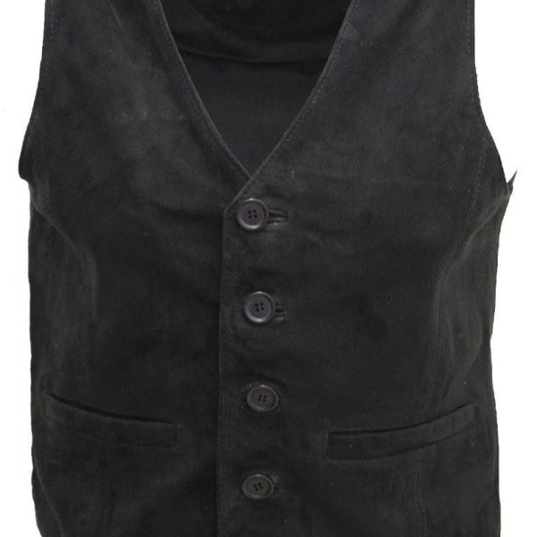 Mens Soft Suede Leather Waistcoat-Grays