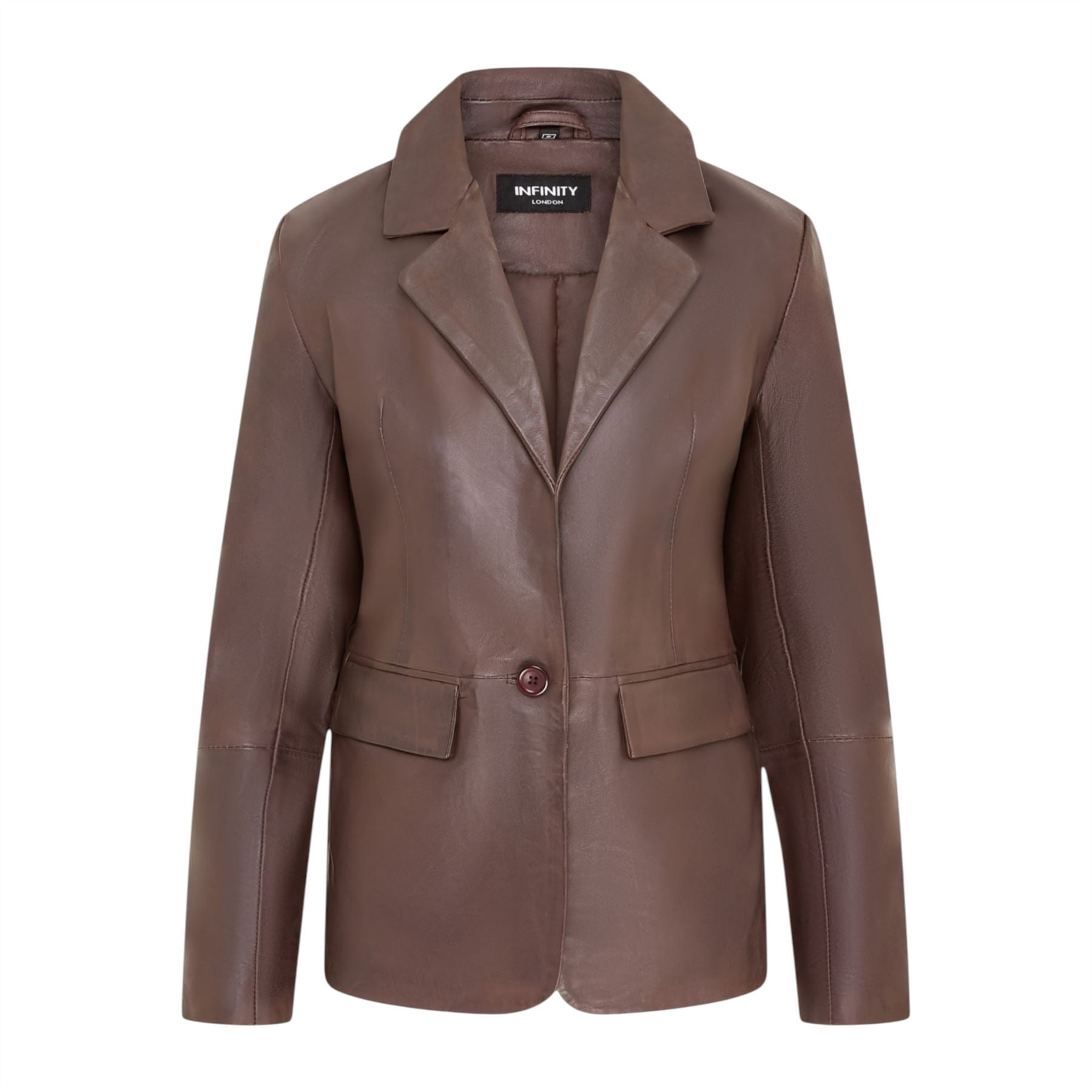 Womens One Button Leather Blazer Jacket-Newhaven - Image 9