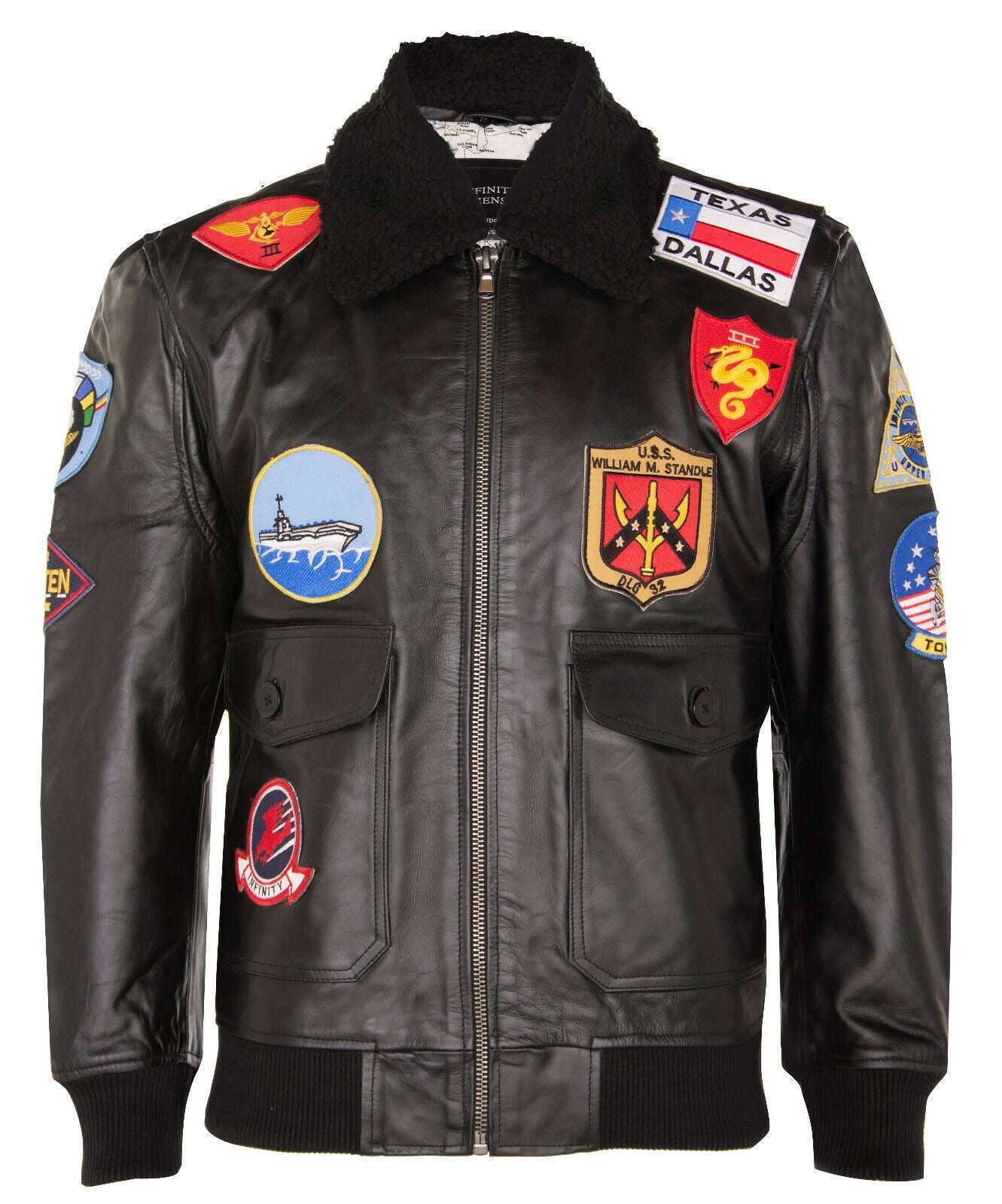 Mens A2 Top Gun Leather Bomber Jacket-Camborne - Image 9