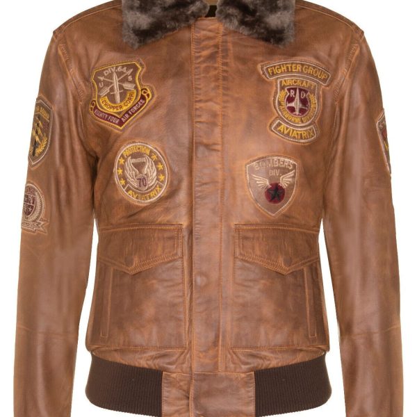 Mens Leather Flying Aviator Bomber Jacket - Crowland