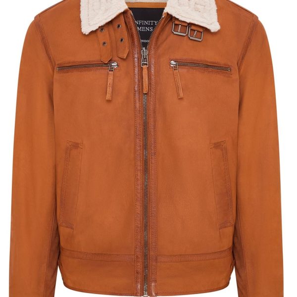 Mens Real Sheep Suede Bomber Aviator Jacket - Sandnes