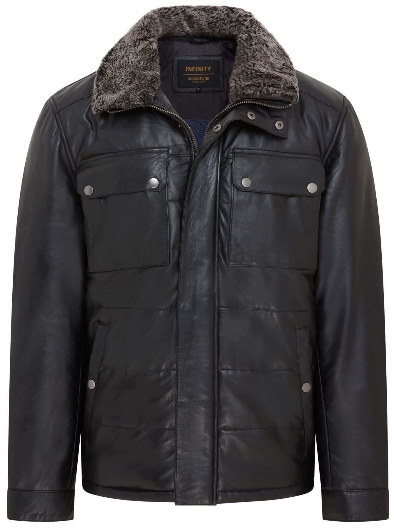 Mens Leather Puffer Quilted Jacket - Farsund - Image 7