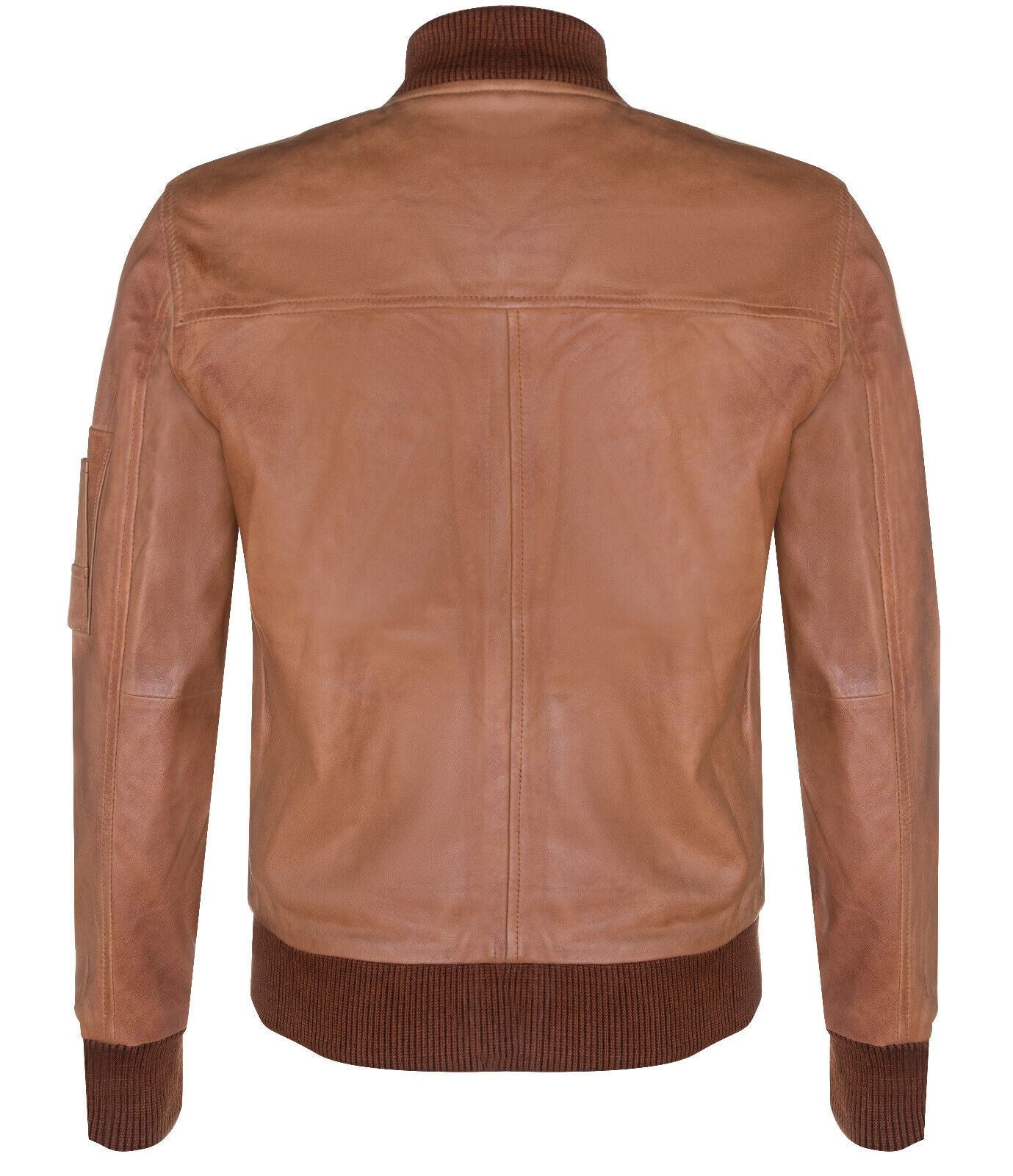 Mens MA-1 Leather Bomber Jacket-Cowes - Image 3
