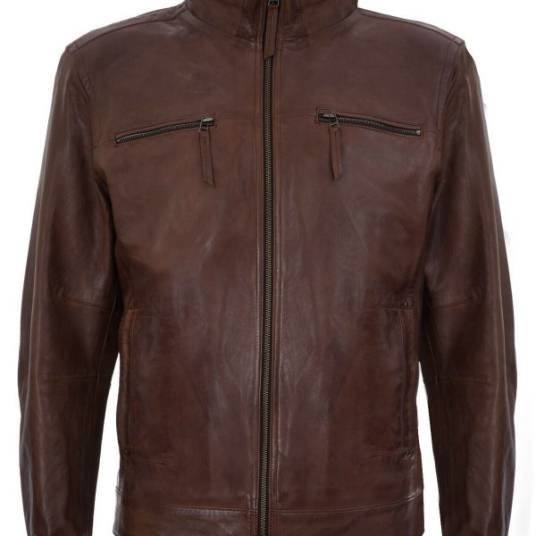 Mens Classic  Leather Biker Jacket-Stevenage