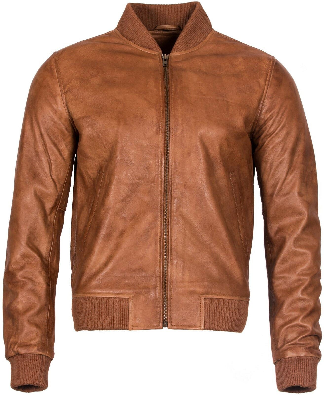 Mens Varsity Leather Bomber Jacket-Camelford - Image 10
