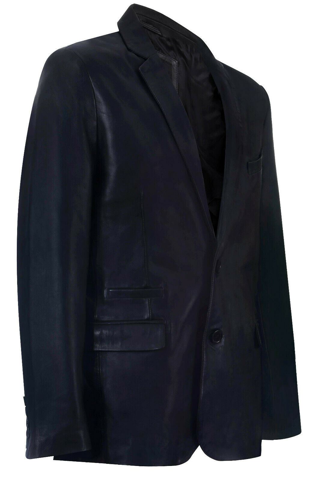 Mens Leather Classic 2 Button Blazer Jacket-Dronfield - Image 6