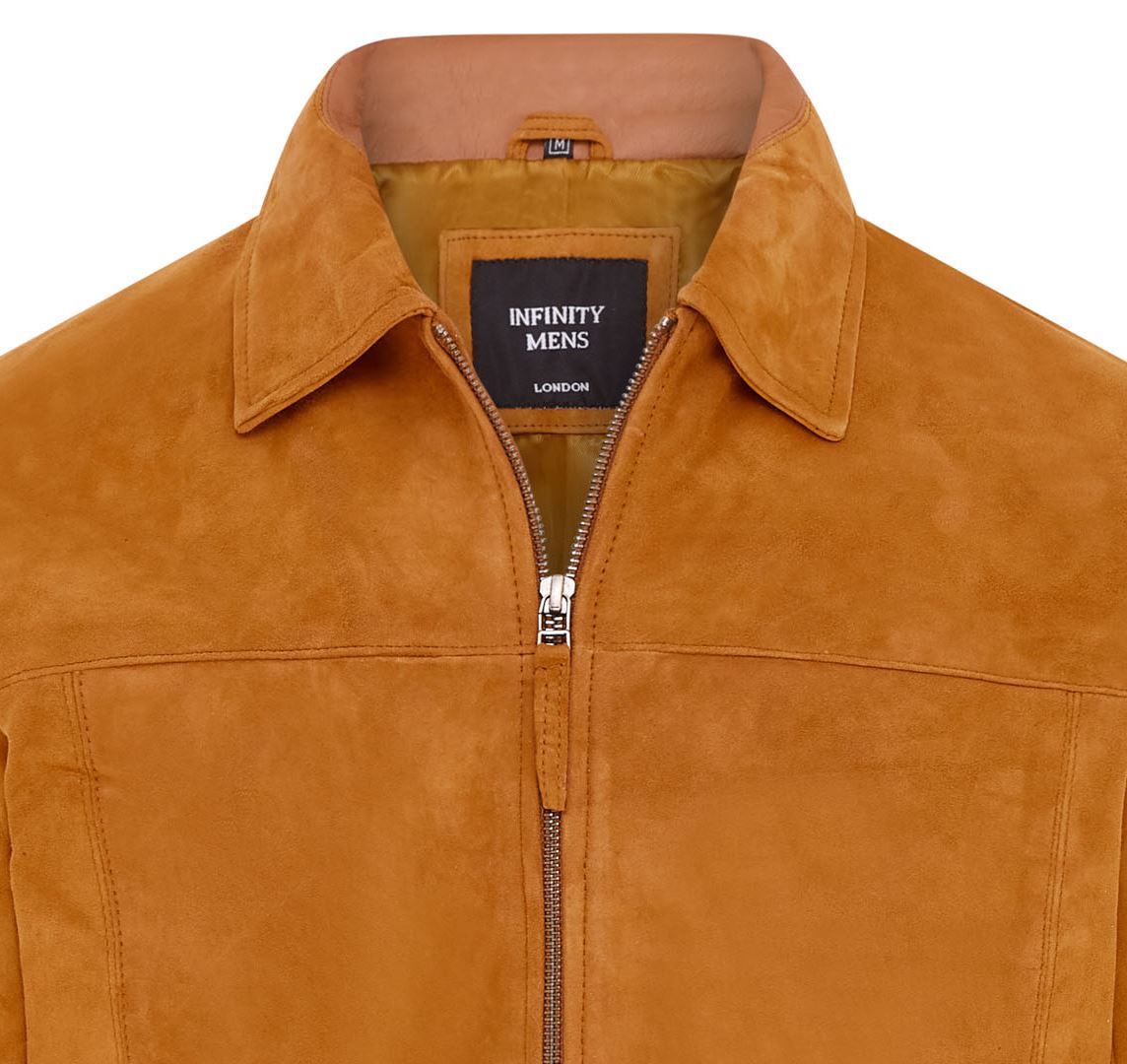 Mens Retro Classic Suede Leather Harrington Biker Jacket - Bryne - Image 5