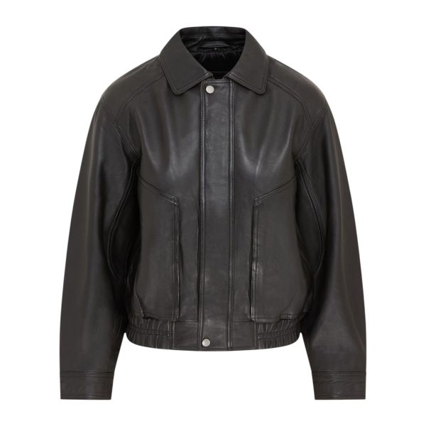 Womens Leather Biker Bomber Oversized Jacket - Blouson