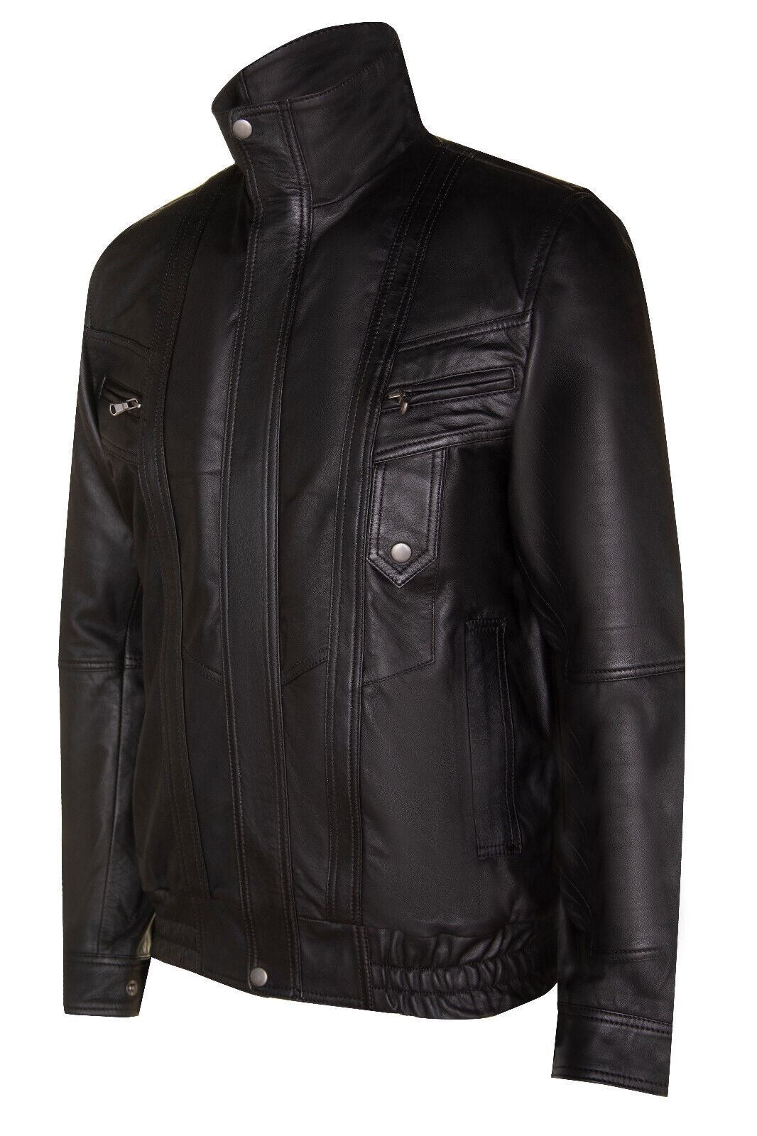 Mens Classic Leather Bluson Bomber Jacket-Cranbrook - Image 2