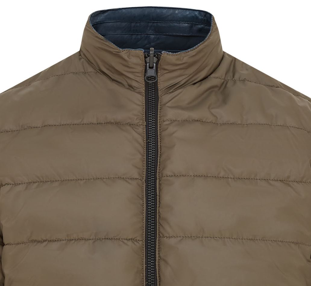 Mens Hooded Reversible Bomber Leather Jacket - Raufoss - Image 8