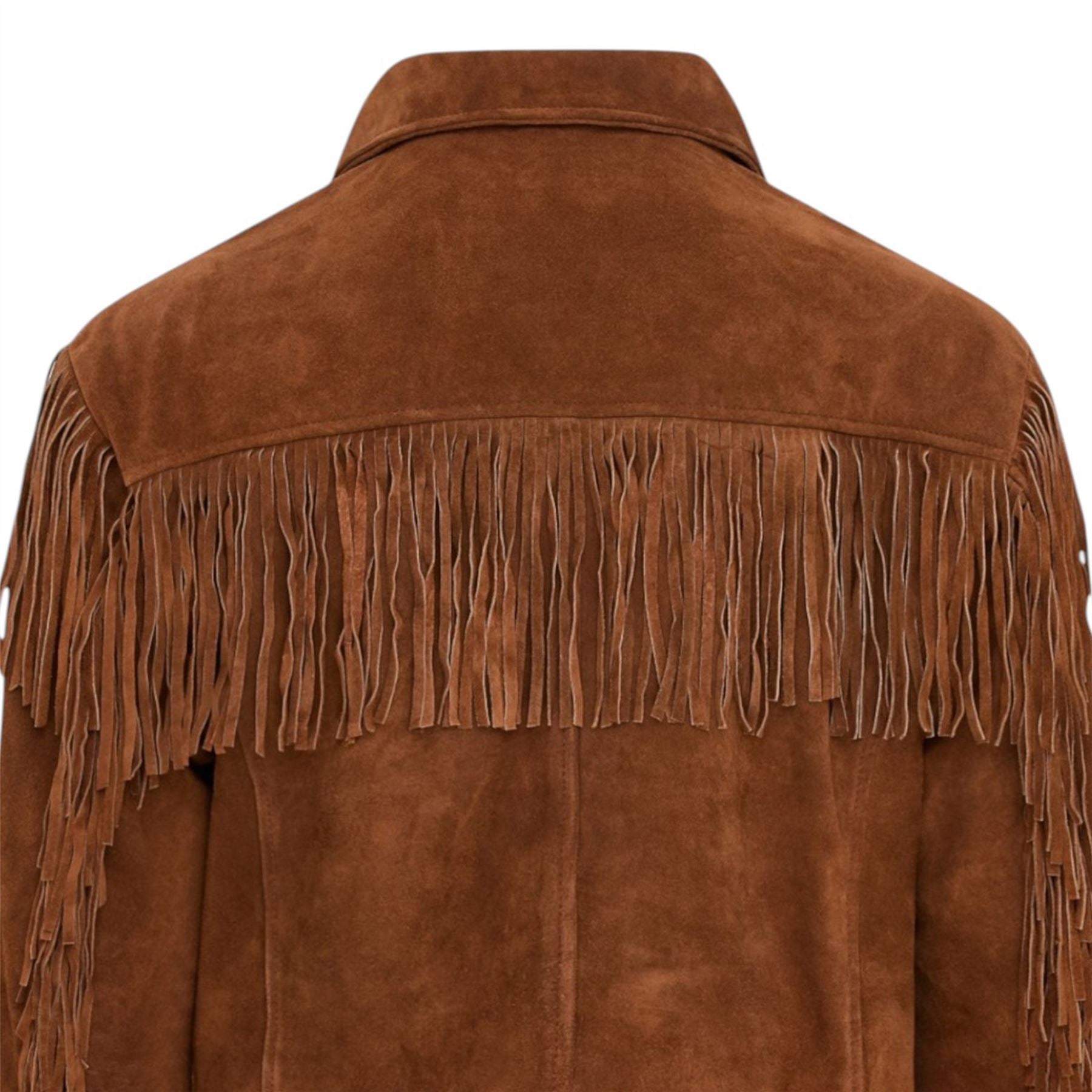 Men's Retro Cowboy Suede Leather Fringe Jacket - Western - Image 9