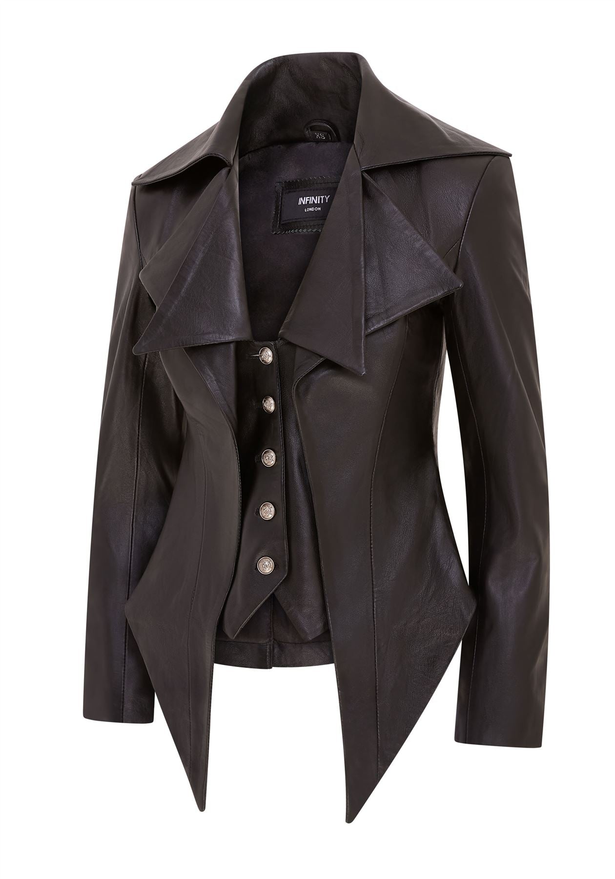 Womens Gothic Mid-Length Edwardian Leather Jacket - Sandvika - Image 3